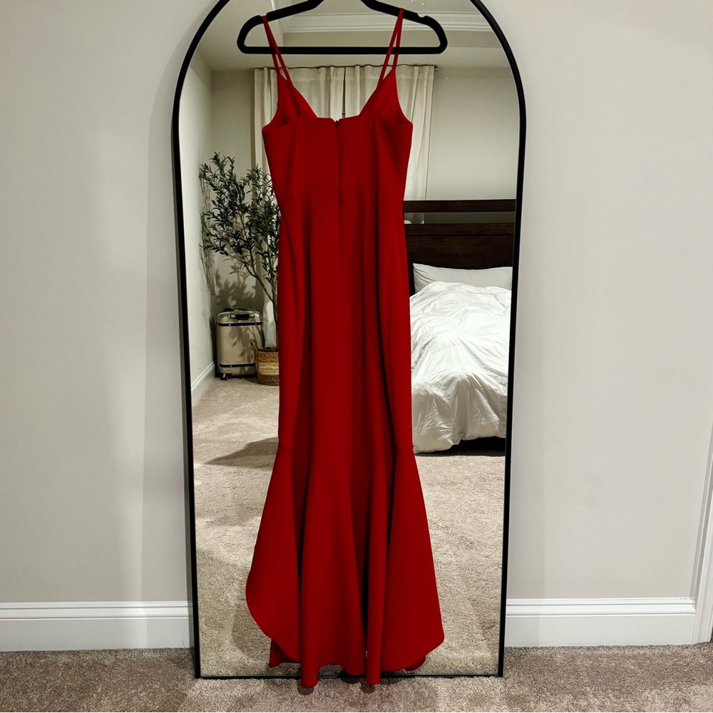 Xscape Red Ruffle High-Low Midi Dress, size 2 - Picture 4 of 7